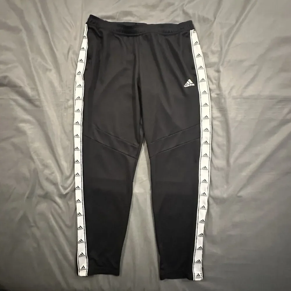 Adidas Tiro 19 Track Pants Mens XL Black Tape Stripe Climacool Soccer Zip Ankle